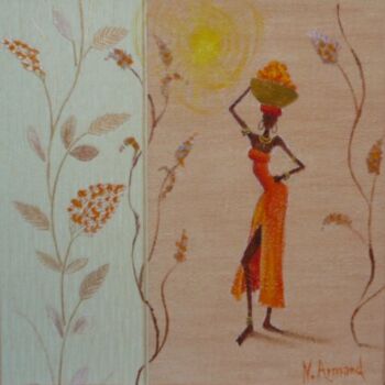 Malerei mit dem Titel "L'africaine" von Nathalie Armand, Original-Kunstwerk, Öl
