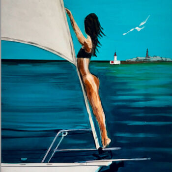 Painting titled "FREEDOM SHORES" by Nathalie Blu, Original Artwork, Acrylic Mounted on Other rigid panel
