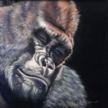 Pintura intitulada "Portrait Gorille à…" por Nathalie Bourré (TinaRebou), Obras de arte originais, Pastel