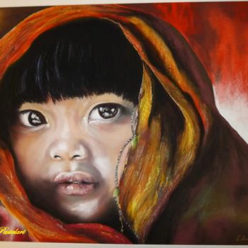 Painting titled ""Visage d'ailleurs"" by Nathalie Durand (Ndpastelart), Original Artwork, Pastel