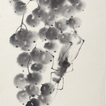 Painting titled "black-grape" by Nathalie Guski, Original Artwork, Ink