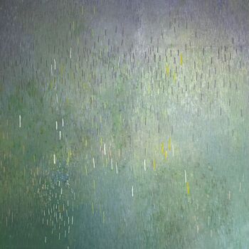 제목이 "Prairie 150x150cm"인 미술작품 Nathalie Leverger로, 원작, 기름 나무 들것 프레임에 장착됨