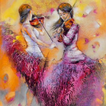Pittura intitolato "Danse musicale.Nath…" da Nathalie Montel, Opera d'arte originale, Acrilico Montato su Telaio per barella…