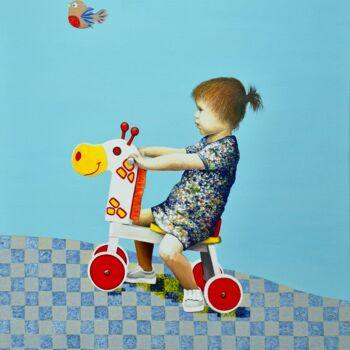 Peinture intitulée "J.O. : Cyclisme" par Nathalie Si Pié, Œuvre d'art originale, Huile Monté sur Châssis en bois