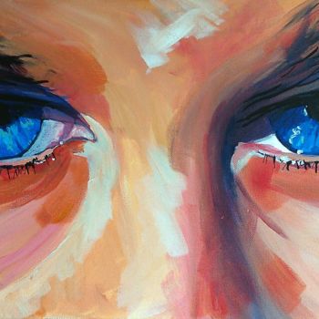 Pintura intitulada "Regard intense" por Nathalie Lemire, Obras de arte originais, Acrílico