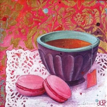 Painting titled "Pause III macarons…" by Nathalie Pouillault Boyaval, Original Artwork, Oil