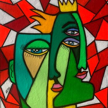 Painting titled "DUO GREEN POWER" by Nathy, Original Artwork, Acrylic