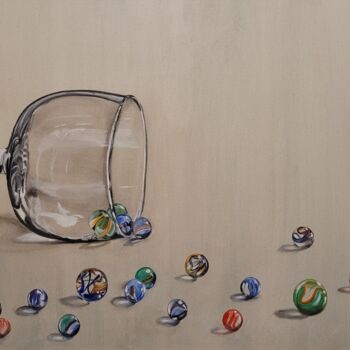 Painting titled "Glass" by Natia Kanelis, Original Artwork, Oil