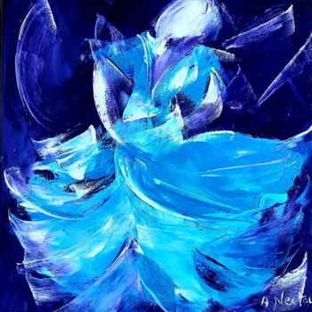 Painting titled "Dame bleue" by Annie Nectoux, Original Artwork, Oil