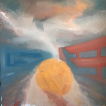 Painting titled "Soccer ball 4" by Nello Formisano, Original Artwork, Oil Mounted on Wood Stretcher frame