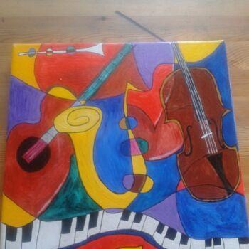 Painting titled "Musique Picasso" by Nelly Rouffet, Original Artwork, Acrylic