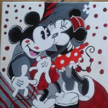 Painting titled "Mickey et Minnie" by Nelly Rouffet, Original Artwork, Acrylic