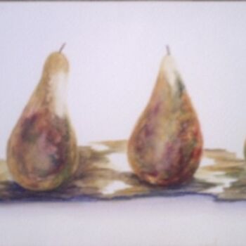 Painting titled "poires" by Nelly Coudoux, Original Artwork, Gouache