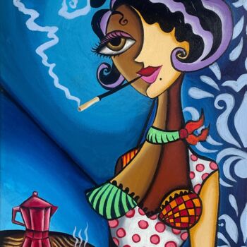 Painting titled "Coffee Olé" by Nemesis Seoane, Original Artwork, Acrylic