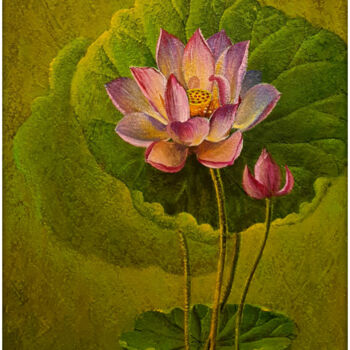 Ζωγραφική με τίτλο "Lotus" από Nguyen Khac Tai Tai, Αυθεντικά έργα τέχνης, Ακρυλικό
