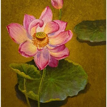 Painting titled "Lotus 02" by Nguyen Khac Tai Tai, Original Artwork, Acrylic