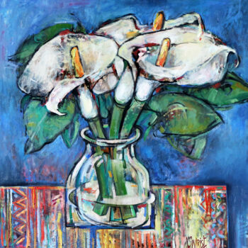 「Calla flowers and c…」というタイトルの絵画 Nicifor Swiristuhinによって, オリジナルのアートワーク, オイル ウッドストレッチャーフレームにマウント