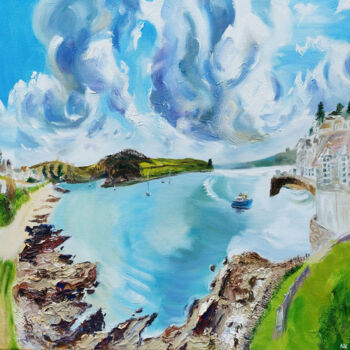 Pintura intitulada "St Mawes Beach 1" por Nick Pike, Obras de arte originais, Óleo