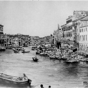 图画 标题为“Venezia Grand Canal” 由Nick Skarvelakis, 原创艺术品, 铅笔