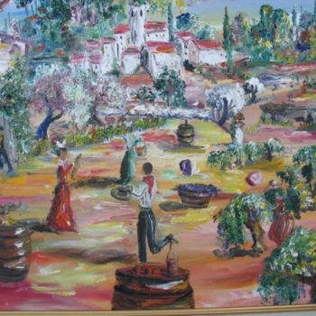 Painting titled "LES VENDANGES" by Nicky Neef, Original Artwork