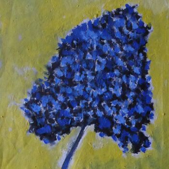 Painting titled "Fleur bleue (2)" by Nicolas Cavuoto, Original Artwork, Oil