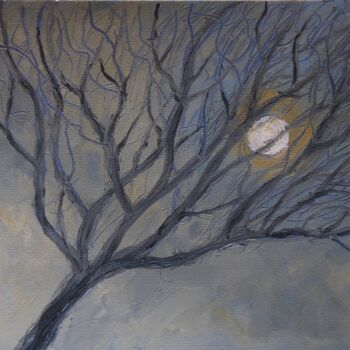 Malerei mit dem Titel "Lune d'hiver" von Nicolas Cavuoto, Original-Kunstwerk, Öl