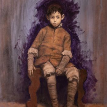 Peinture intitulée "Garçon assis" par Nicolas Duffaud, Œuvre d'art originale, Huile
