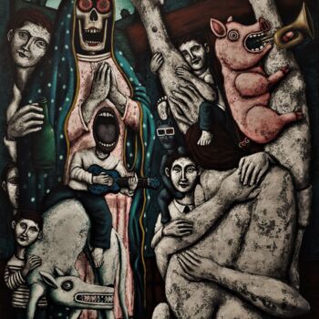 Schilderij getiteld "Caté after schisme" door Nicolas Monjo, Origineel Kunstwerk, Acryl