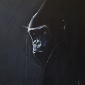 Painting titled "The gorilla" by Nicolas Sorel, Original Artwork, Acrylic Mounted on Wood Stretcher frame