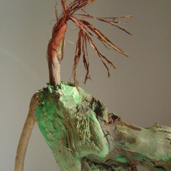 Sculpture titled "femme robe verte" by Nicole Agoutin, Original Artwork