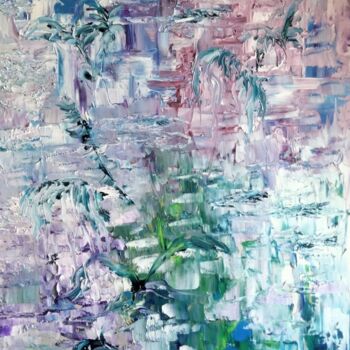 Картина под названием "Reflets dans l étang" - Nicole Bachelard, Подлинное произведение искусства, Масло Установлен на Дерев…