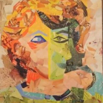 Collages titled "Autoportrait façon…" by Nicole Becourt, Original Artwork, Collages Mounted on Other rigid panel