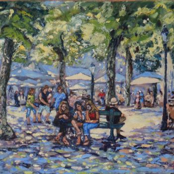 Картина под названием "Sous les arbres" - Nicole Bellocq, Подлинное произведение искусства, Масло Установлен на Деревянная р…