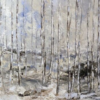 Malerei mit dem Titel "Icy birch" von Nicole Caron, Original-Kunstwerk, Öl