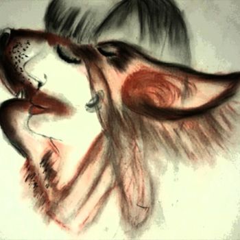 Dessin intitulée "la-femme-tranformer…" par Nicole De Pauw, Œuvre d'art originale, Pastel