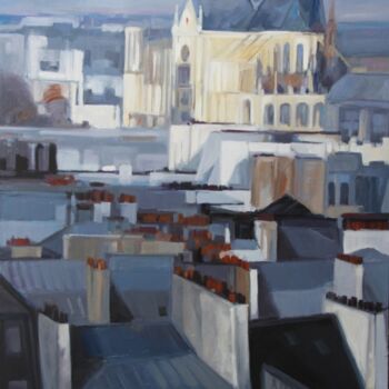 Peinture intitulée "les gris de Paris 5…" par Nicole Elkon, Œuvre d'art originale, Huile Monté sur Châssis en bois