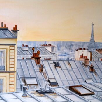 「Les toits de Paris」というタイトルの絵画 Nicole Pèpe Gaumierによって, オリジナルのアートワーク, オイル