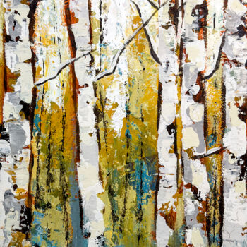 Pittura intitolato "Yellow Birches" da Nicole Simmons, Opera d'arte originale, Acrilico