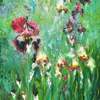Malerei mit dem Titel "Spring, irises, sum…" von Nika Mayer, Original-Kunstwerk, Öl