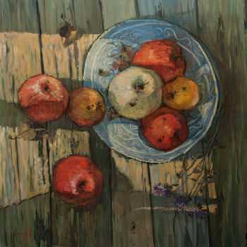 Painting titled "Apples" by Nik Ableev, Original Artwork, Oil