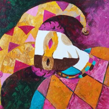 Картина под названием "Арлекин" - Nikita Chaikovskiy, Подлинное произведение искусства, Акрил Установлен на Деревянная панель