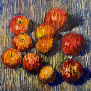 Ζωγραφική με τίτλο "Apples" από Nikita Voloshin, Αυθεντικά έργα τέχνης, Λάδι Τοποθετήθηκε στο Χαρτόνι