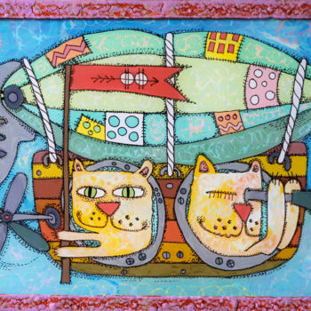 Painting titled "Cattigible #2" by Nikita Ostapenco, Original Artwork, Acrylic