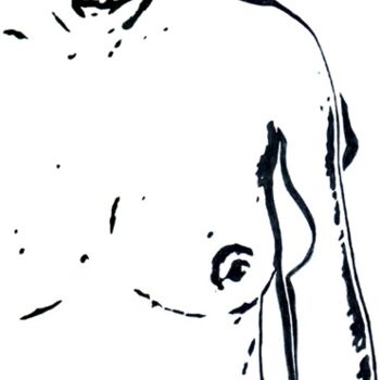 Dessin intitulée "Portrait de femme" par Nikko Kali, Œuvre d'art originale, Encre