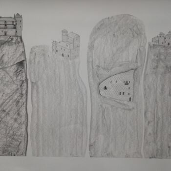 Zeichnungen mit dem Titel "Meteora" von Nikolaos Triantafyllou, Original-Kunstwerk, Graphit
