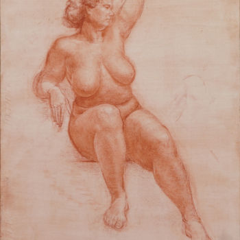 Drawing titled "Female nude" by Nikolai Shatalov, Original Artwork, Charcoal