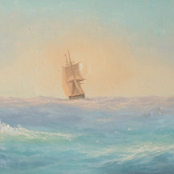 Painting titled "Sailing ship" by Nikolay Lyamin, Original Artwork, Oil