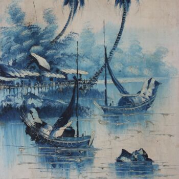 Schilderij getiteld "Lagoon view" door Nilanga Ranasinghe, Origineel Kunstwerk, Olie