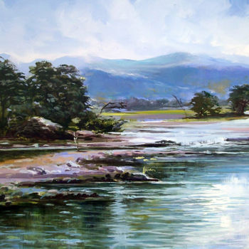 Peinture intitulée "Enchanting Waters" par Nilantha Vidanarachchi, Œuvre d'art originale, Huile Monté sur Châssis en bois