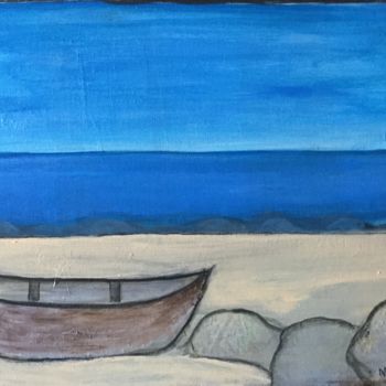 Painting titled "The ocean waits" by Nilda Raw, Original Artwork, Acrylic